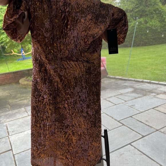 Aidan Mattox metallic jacquard off thr shoulder dress - Picture 3 of 7